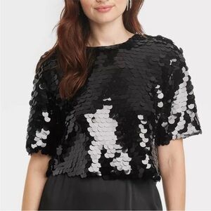 A New Day Black Sequin Women's Top